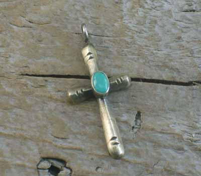 Native American Turquoise Cross Pendant A